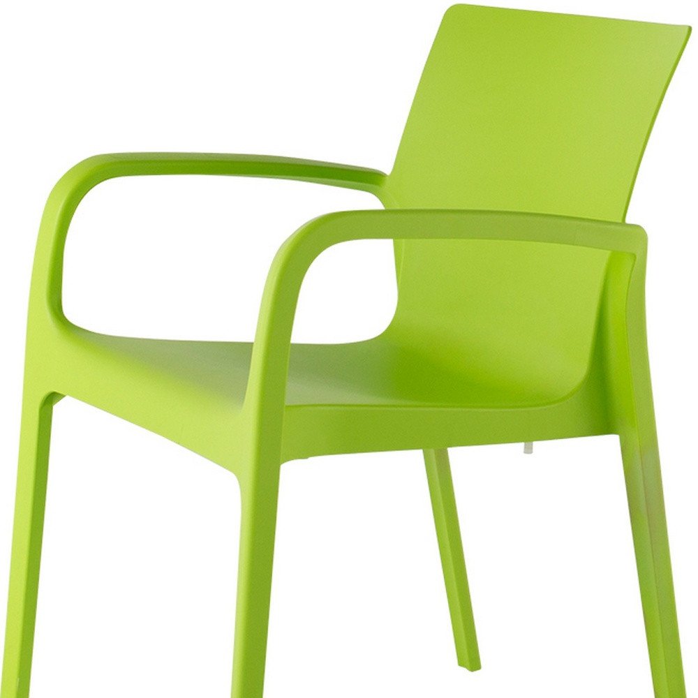 Set of Two Green Heavy Duty Plastic Outdoor Stacking Dining Chairs HomeRoots