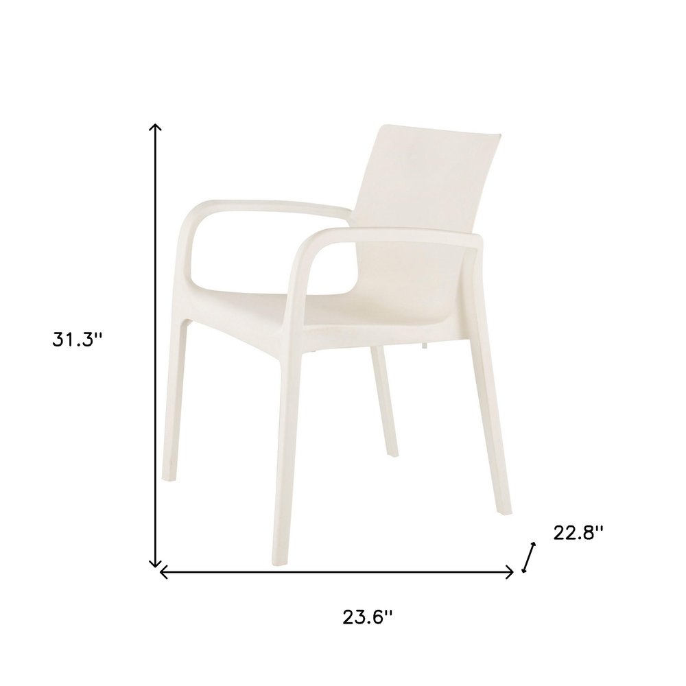Set of Two White Heavy Duty Plastic Outdoor Stacking Dining Chairs HomeRoots
