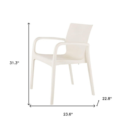 Set of Two White Heavy Duty Plastic Outdoor Stacking Dining Chairs HomeRoots