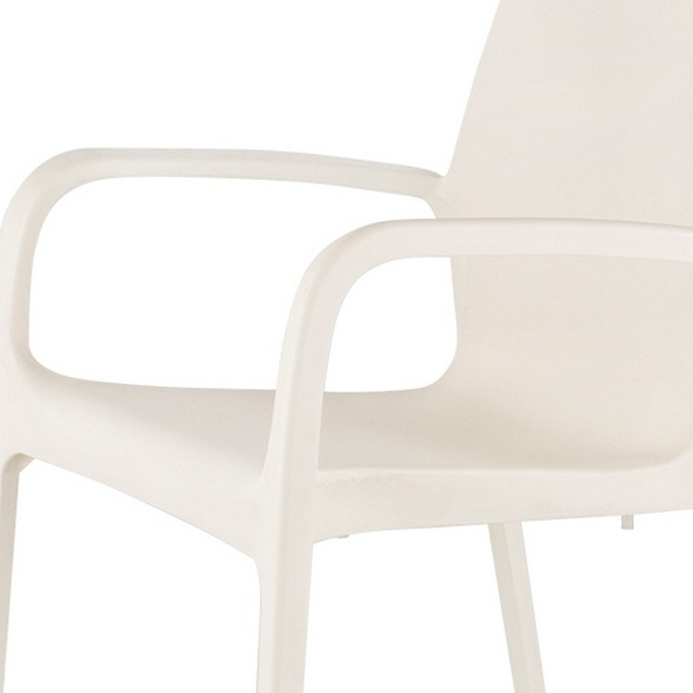 Set of Two White Heavy Duty Plastic Outdoor Stacking Dining Chairs HomeRoots
