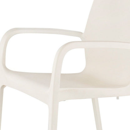 Set of Two White Heavy Duty Plastic Outdoor Stacking Dining Chairs HomeRoots