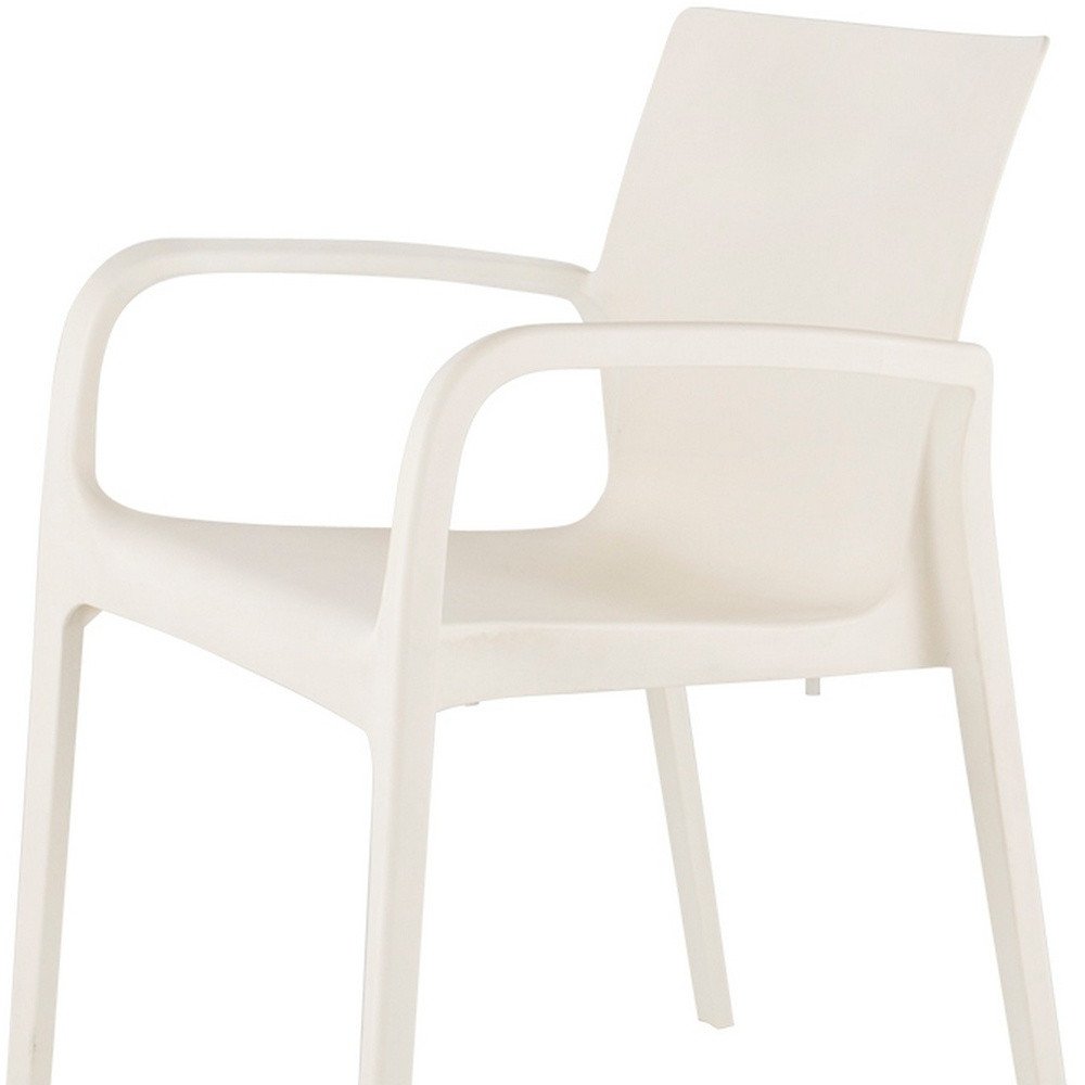 Set of Two White Heavy Duty Plastic Outdoor Stacking Dining Chairs HomeRoots