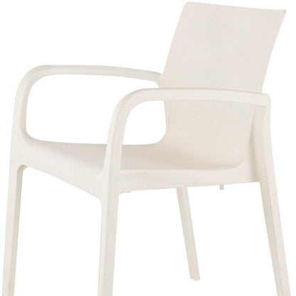 Set of Two White Heavy Duty Plastic Outdoor Stacking Dining Chairs HomeRoots
