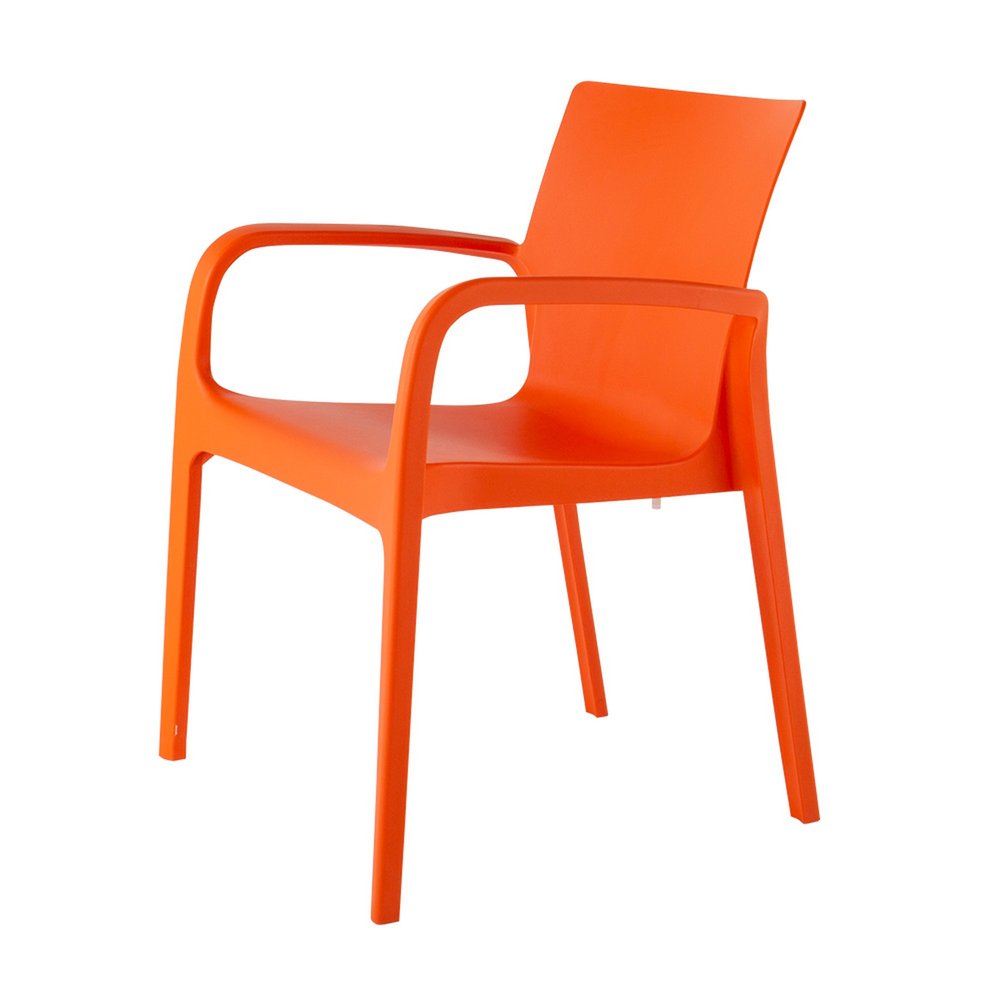 Set of Two Orange Heavy Duty Plastic Outdoor Stacking Dining Chairs HomeRoots