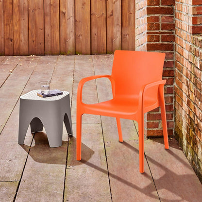 Set of Two Orange Heavy Duty Plastic Outdoor Stacking Dining Chairs HomeRoots