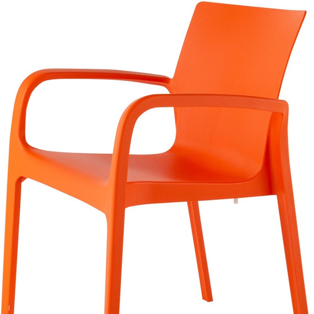 Set of Two Orange Heavy Duty Plastic Outdoor Stacking Dining Chairs HomeRoots