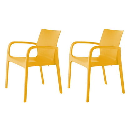 Set of Two Gold Heavy Duty Plastic Outdoor Stacking Dining Chairs HomeRoots