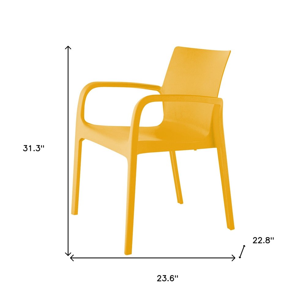 Set of Two Gold Heavy Duty Plastic Outdoor Stacking Dining Chairs HomeRoots