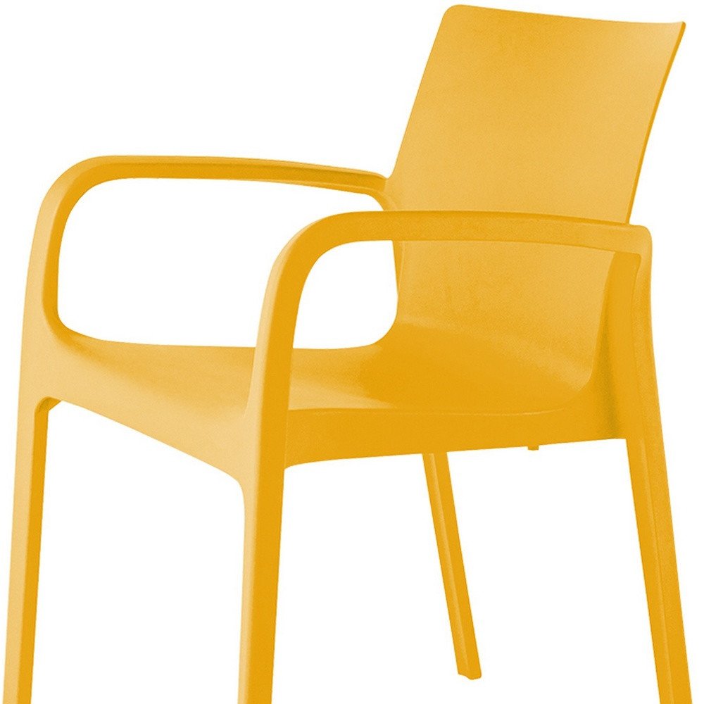 Set of Two Gold Heavy Duty Plastic Outdoor Stacking Dining Chairs HomeRoots