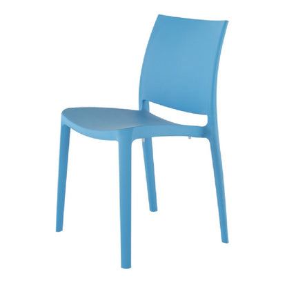 Set of Four Blue Heavy Duty Plastic Outdoor Stacking Dining Chairs HomeRoots