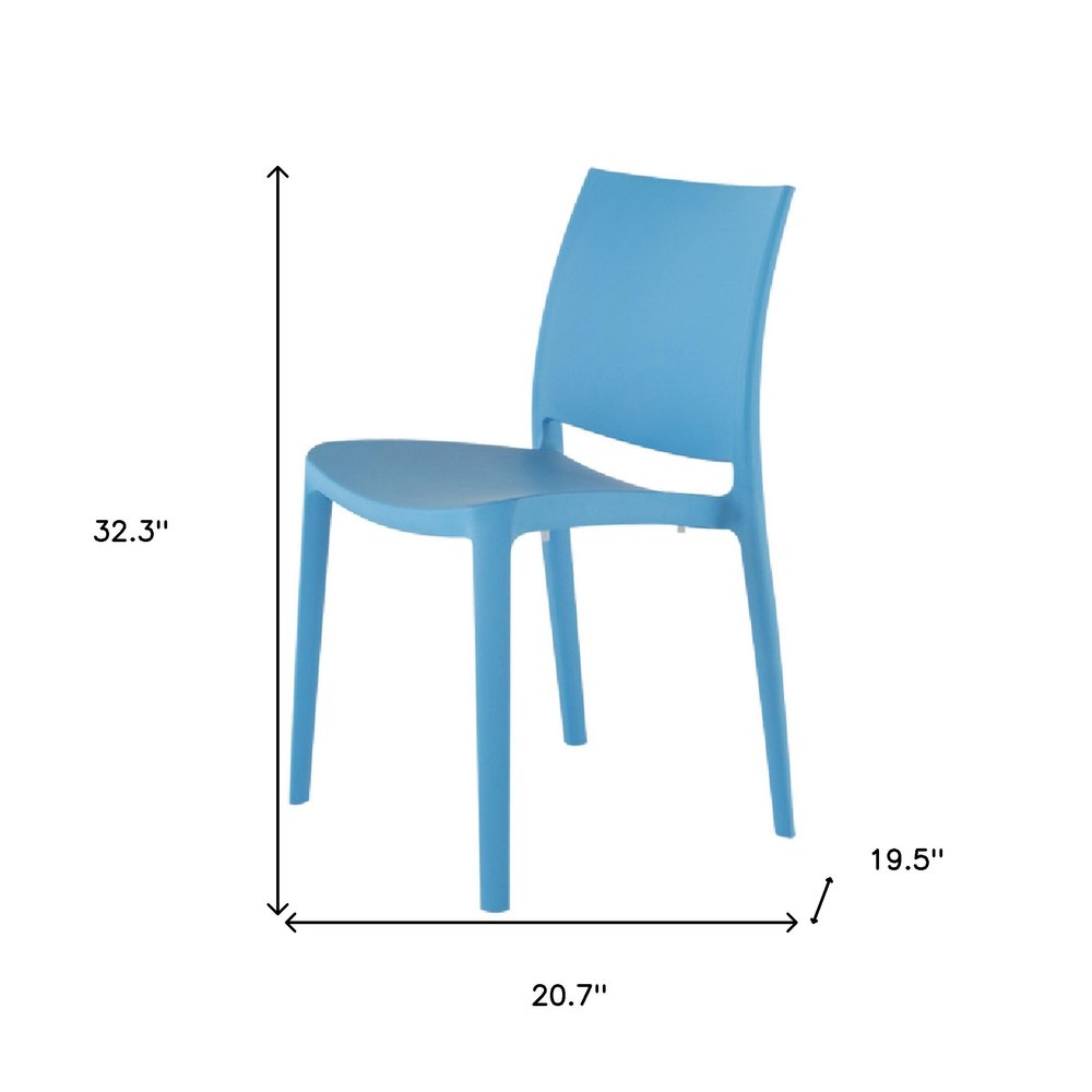 Set of Four Blue Heavy Duty Plastic Outdoor Stacking Dining Chairs HomeRoots