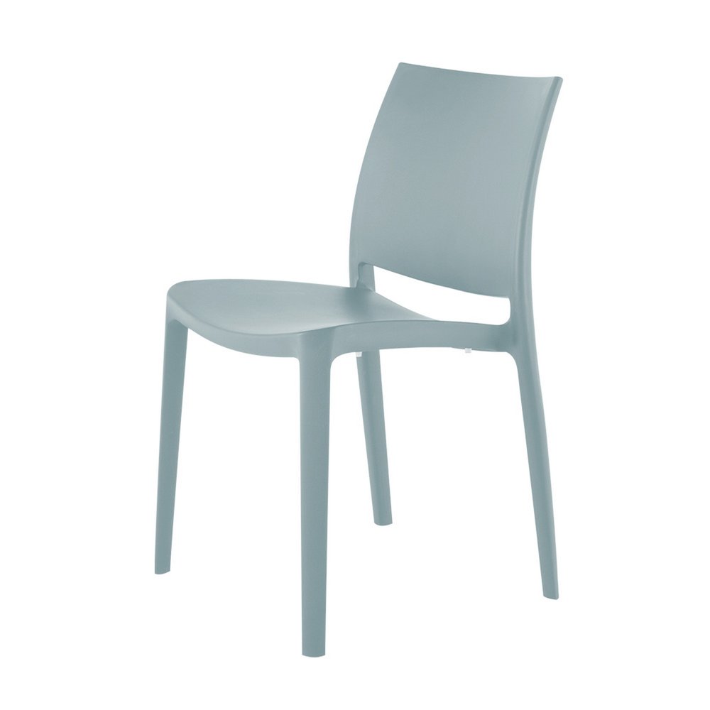 Set of Four Baby Blue Heavy Duty Plastic Outdoor Stacking Dining Chairs — view 3