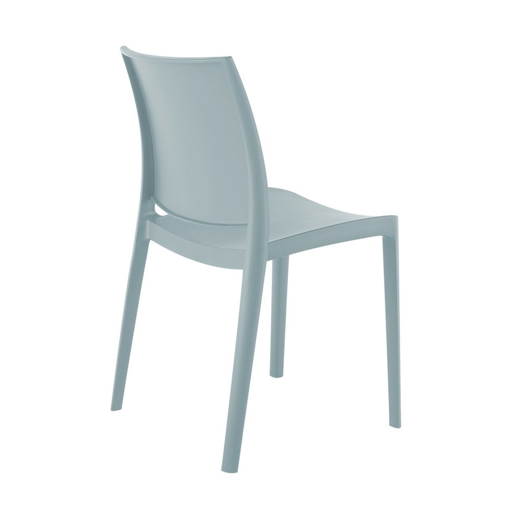 Set of Four Baby Blue Heavy Duty Plastic Outdoor Stacking Dining Chairs — view 4