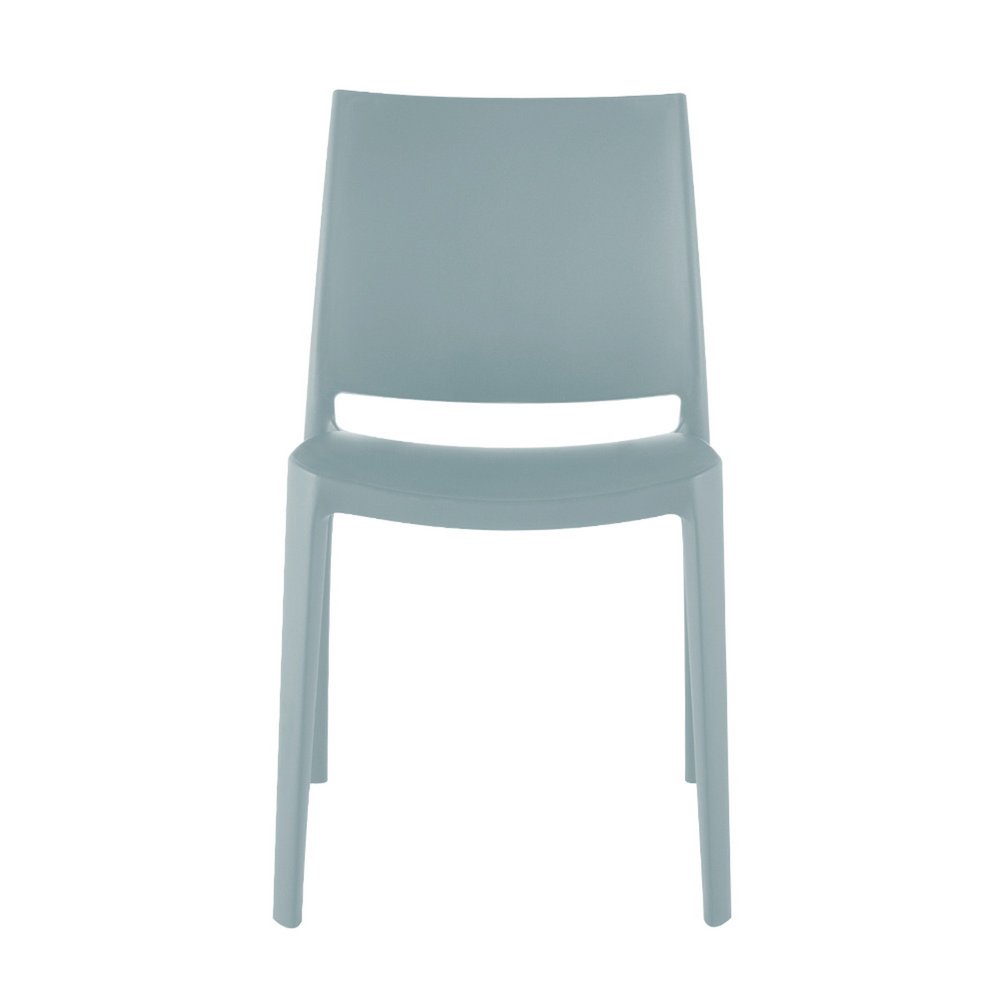 Set of Four Baby Blue Heavy Duty Plastic Outdoor Stacking Dining Chairs — view 5