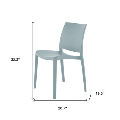 Set of Four Baby Blue Heavy Duty Plastic Outdoor Stacking Dining Chairs HomeRoots