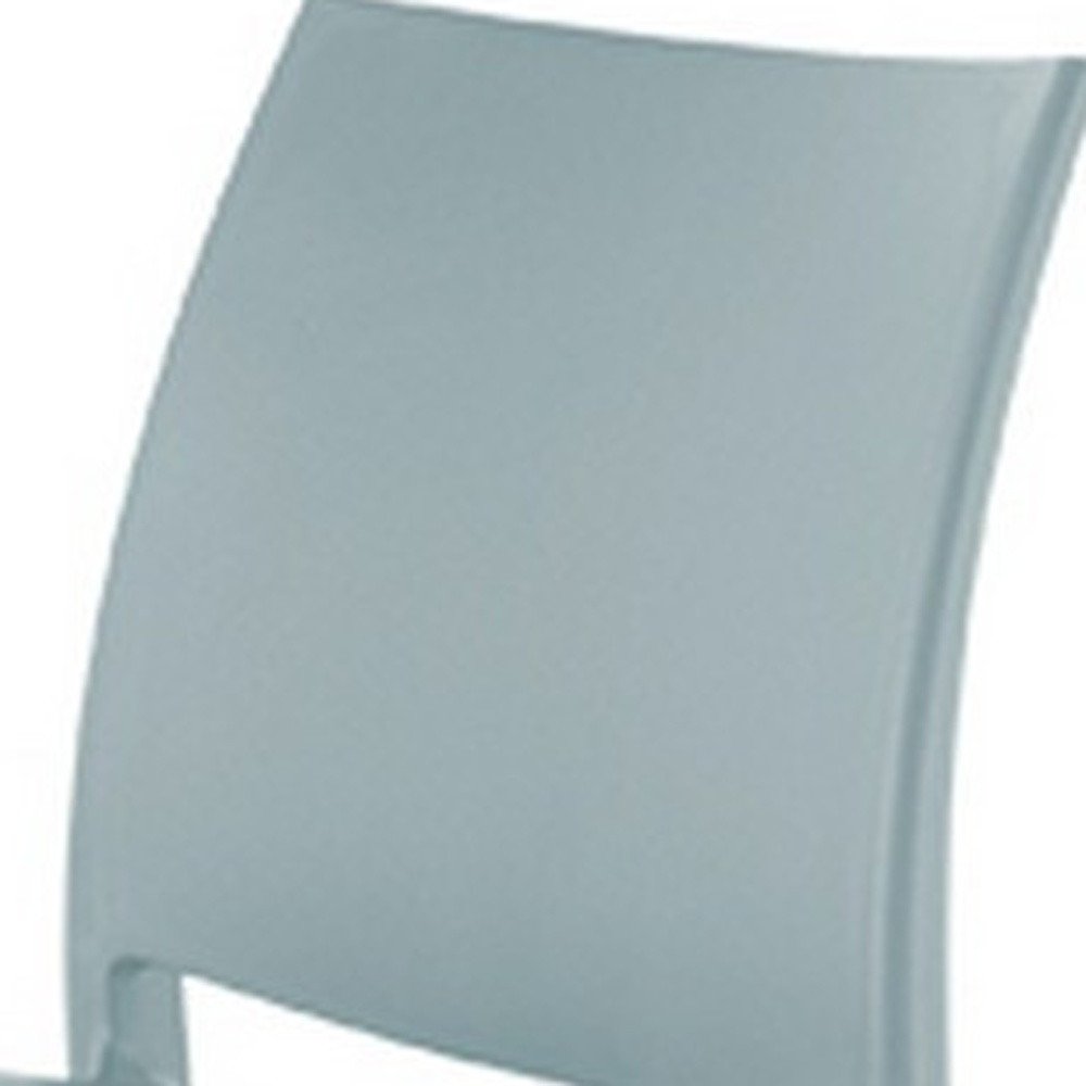 Set of Four Baby Blue Heavy Duty Plastic Outdoor Stacking Dining Chairs HomeRoots