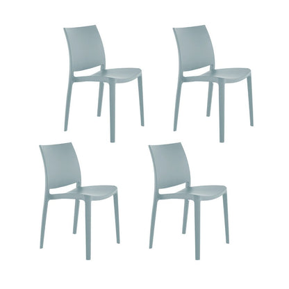 Set of Four Baby Blue Heavy Duty Plastic Outdoor Stacking Dining Chairs HomeRoots