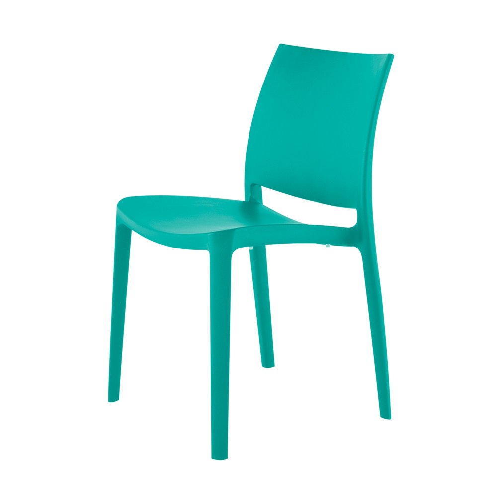 Set of Four Turquoise Heavy Duty Plastic Outdoor Stacking Dining Chairs HomeRoots
