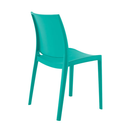 Set of Four Turquoise Heavy Duty Plastic Outdoor Stacking Dining Chairs HomeRoots