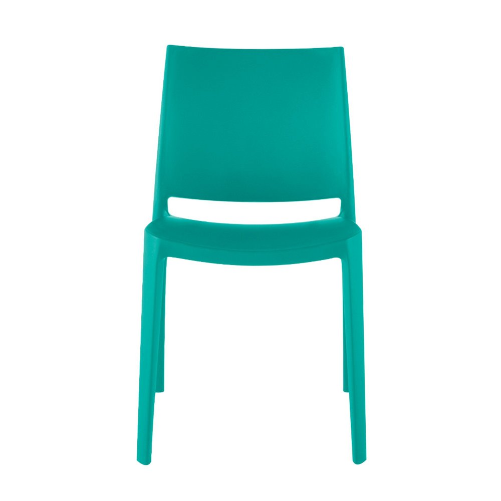 Set of Four Turquoise Heavy Duty Plastic Outdoor Stacking Dining Chairs HomeRoots