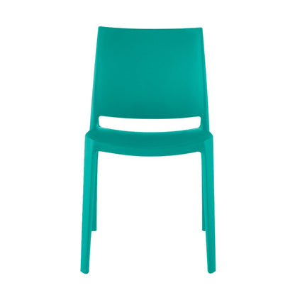 Set of Four Turquoise Heavy Duty Plastic Outdoor Stacking Dining Chairs HomeRoots