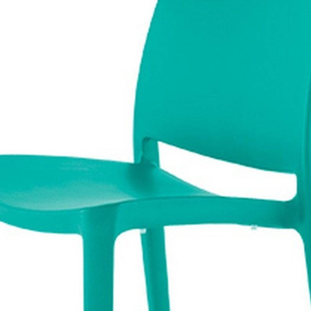 Set of Four Turquoise Heavy Duty Plastic Outdoor Stacking Dining Chairs HomeRoots