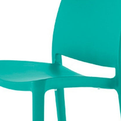 Set of Four Turquoise Heavy Duty Plastic Outdoor Stacking Dining Chairs HomeRoots