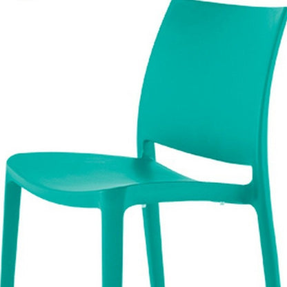 Set of Four Turquoise Heavy Duty Plastic Outdoor Stacking Dining Chairs HomeRoots