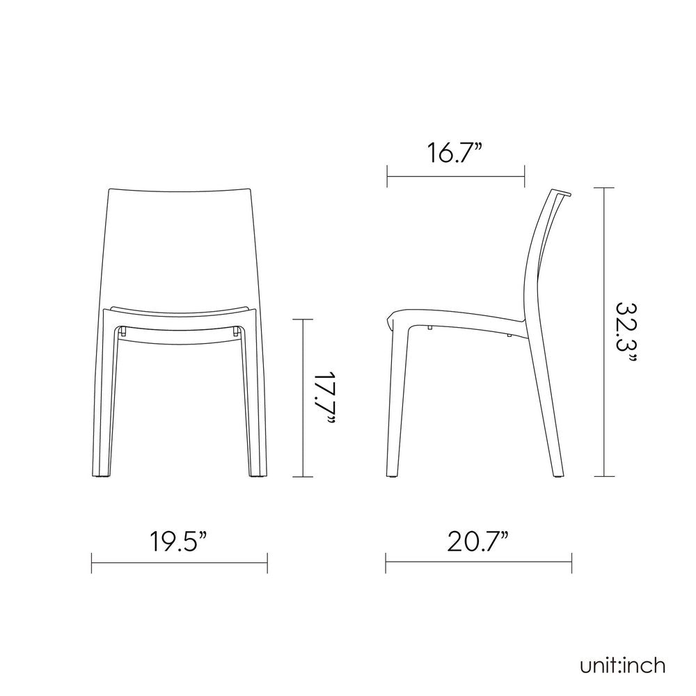 Set of Four Taupe Heavy Duty Plastic Outdoor Stacking Dining Chairs HomeRoots