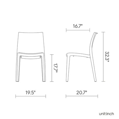 Set of Four Taupe Heavy Duty Plastic Outdoor Stacking Dining Chairs HomeRoots