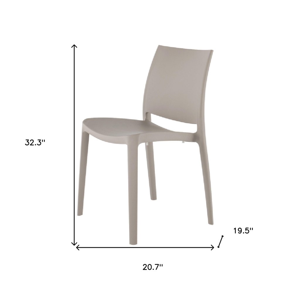 Set of Four Taupe Heavy Duty Plastic Outdoor Stacking Dining Chairs HomeRoots