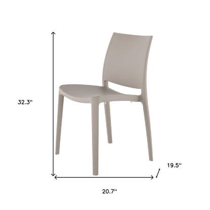 Set of Four Taupe Heavy Duty Plastic Outdoor Stacking Dining Chairs HomeRoots
