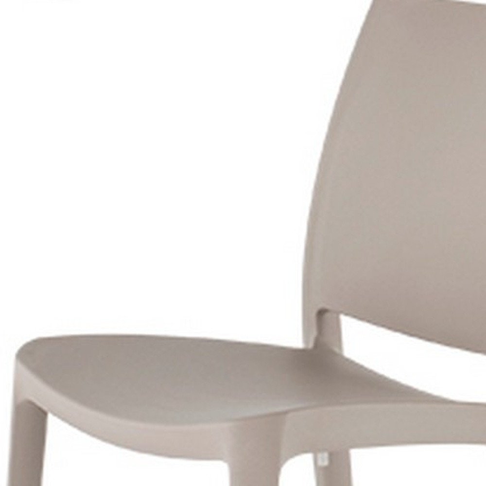 Set of Four Taupe Heavy Duty Plastic Outdoor Stacking Dining Chairs HomeRoots