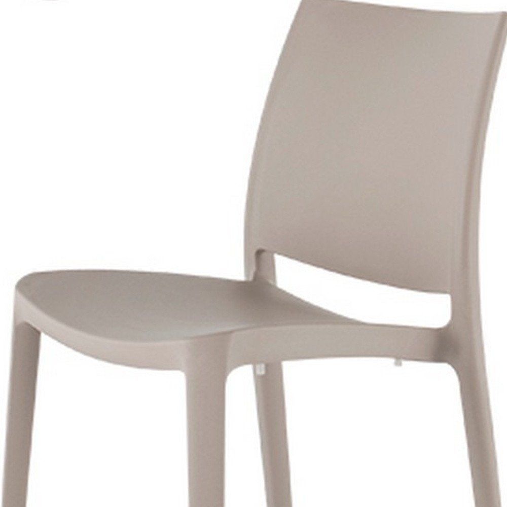 Set of Four Taupe Heavy Duty Plastic Outdoor Stacking Dining Chairs HomeRoots