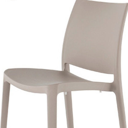 Set of Four Taupe Heavy Duty Plastic Outdoor Stacking Dining Chairs HomeRoots