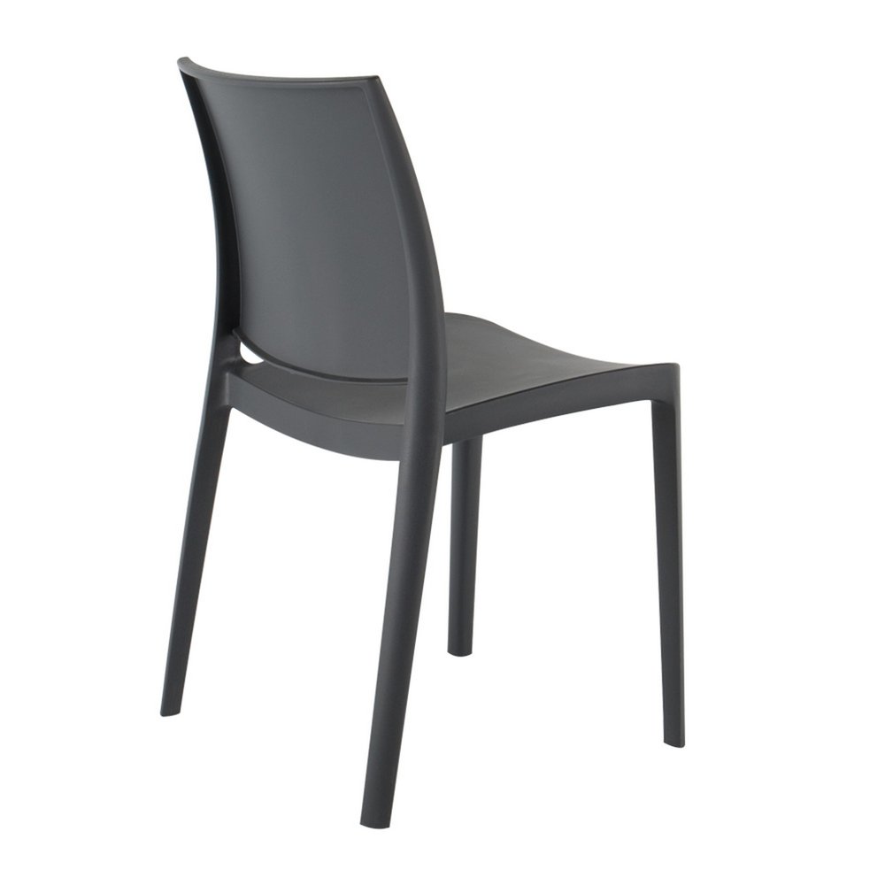 Set of Four Dark Gray Heavy Duty Plastic Outdoor Stacking Dining Chairs HomeRoots