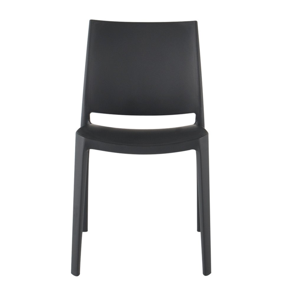 Set of Four Dark Gray Heavy Duty Plastic Outdoor Stacking Dining Chairs HomeRoots