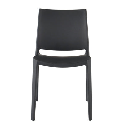Set of Four Dark Gray Heavy Duty Plastic Outdoor Stacking Dining Chairs HomeRoots