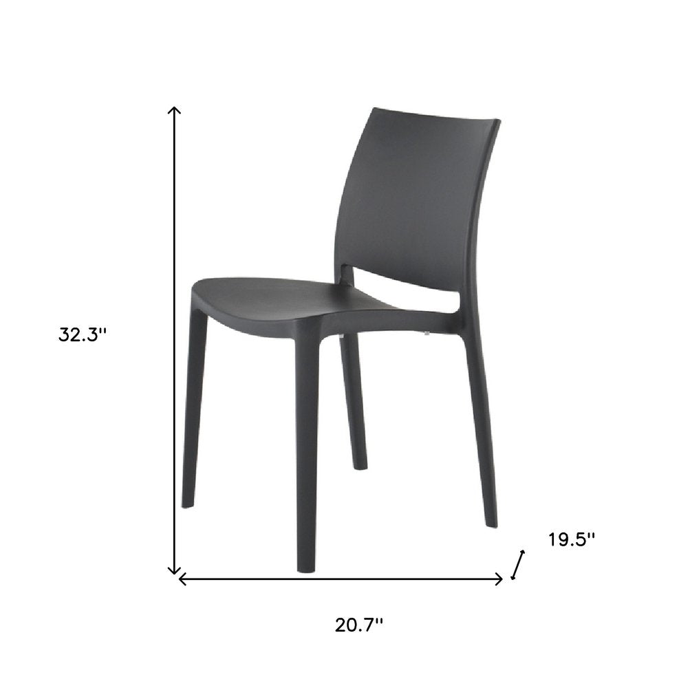 Set of Four Dark Gray Heavy Duty Plastic Outdoor Stacking Dining Chairs HomeRoots
