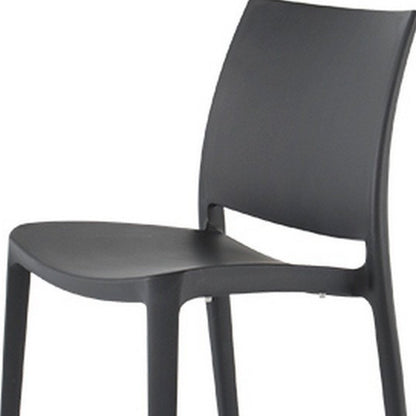 Set of Four Dark Gray Heavy Duty Plastic Outdoor Stacking Dining Chairs HomeRoots