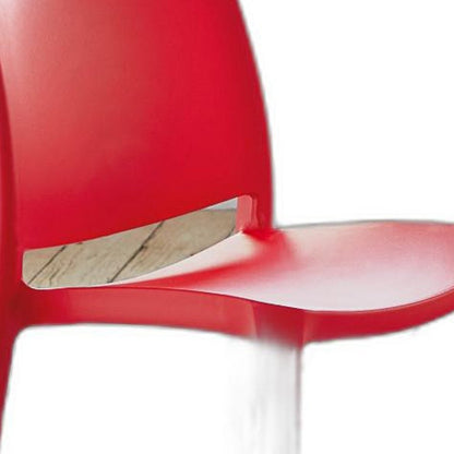 Set of Four Red Heavy Duty Plastic Outdoor Stacking Dining Chairs HomeRoots