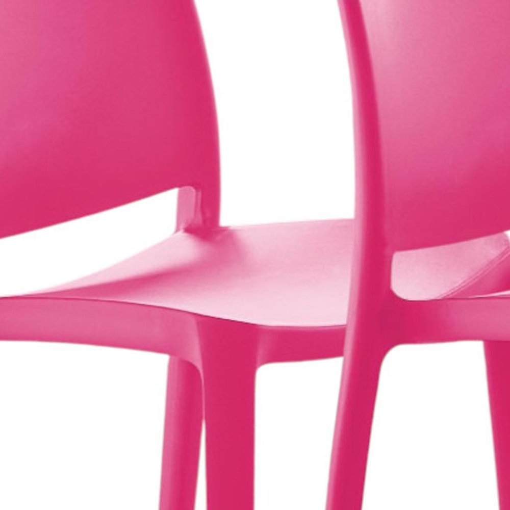 Set of Four Fuchsia Heavy Duty Plastic Outdoor Stacking Dining Chairs HomeRoots