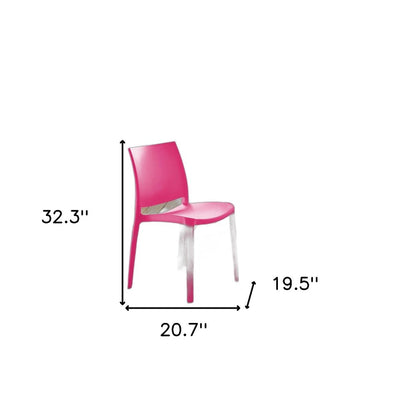 Set of Four Fuchsia Heavy Duty Plastic Outdoor Stacking Dining Chairs HomeRoots