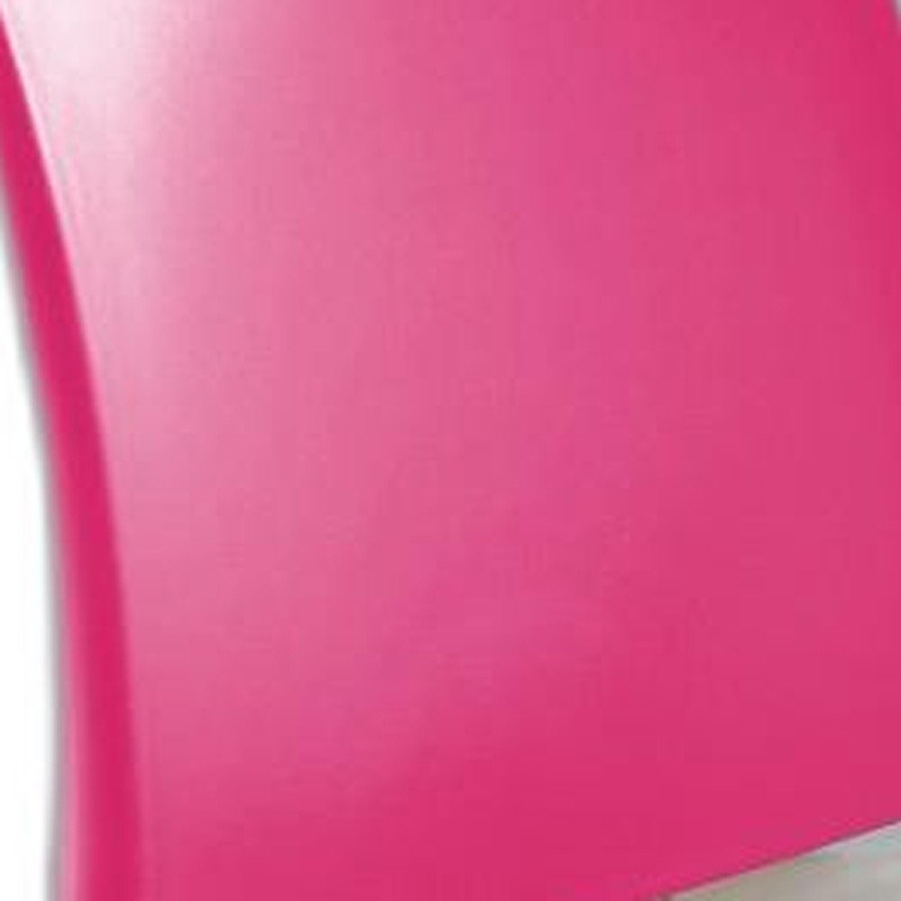Set of Four Fuchsia Heavy Duty Plastic Outdoor Stacking Dining Chairs — view 3