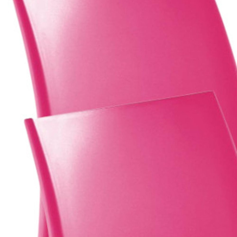 Set of Four Fuchsia Heavy Duty Plastic Outdoor Stacking Dining Chairs — view 7