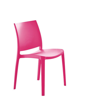 Set of Four Fuchsia Heavy Duty Plastic Outdoor Stacking Dining Chairs HomeRoots