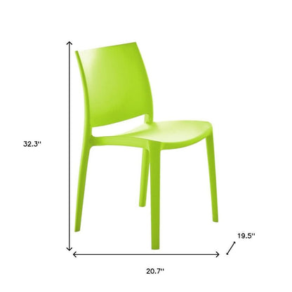 Set of Four Green Heavy Duty Plastic Outdoor Stacking Dining Chairs HomeRoots