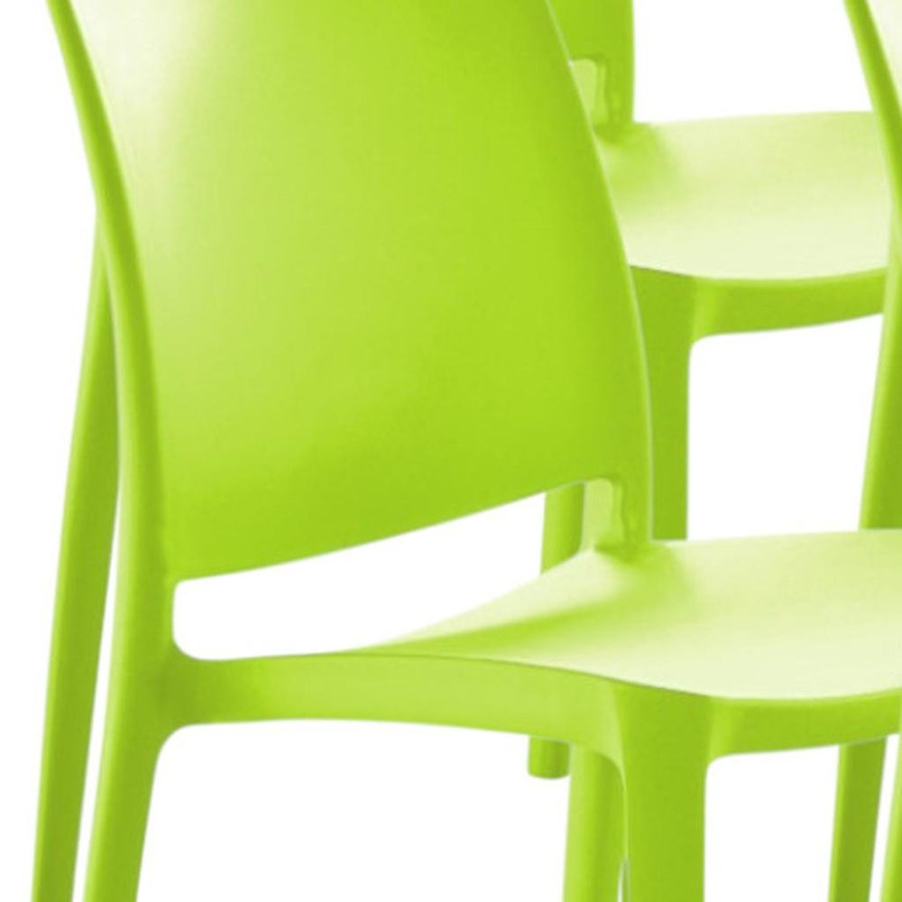 Set of Four Green Heavy Duty Plastic Outdoor Stacking Dining Chairs HomeRoots