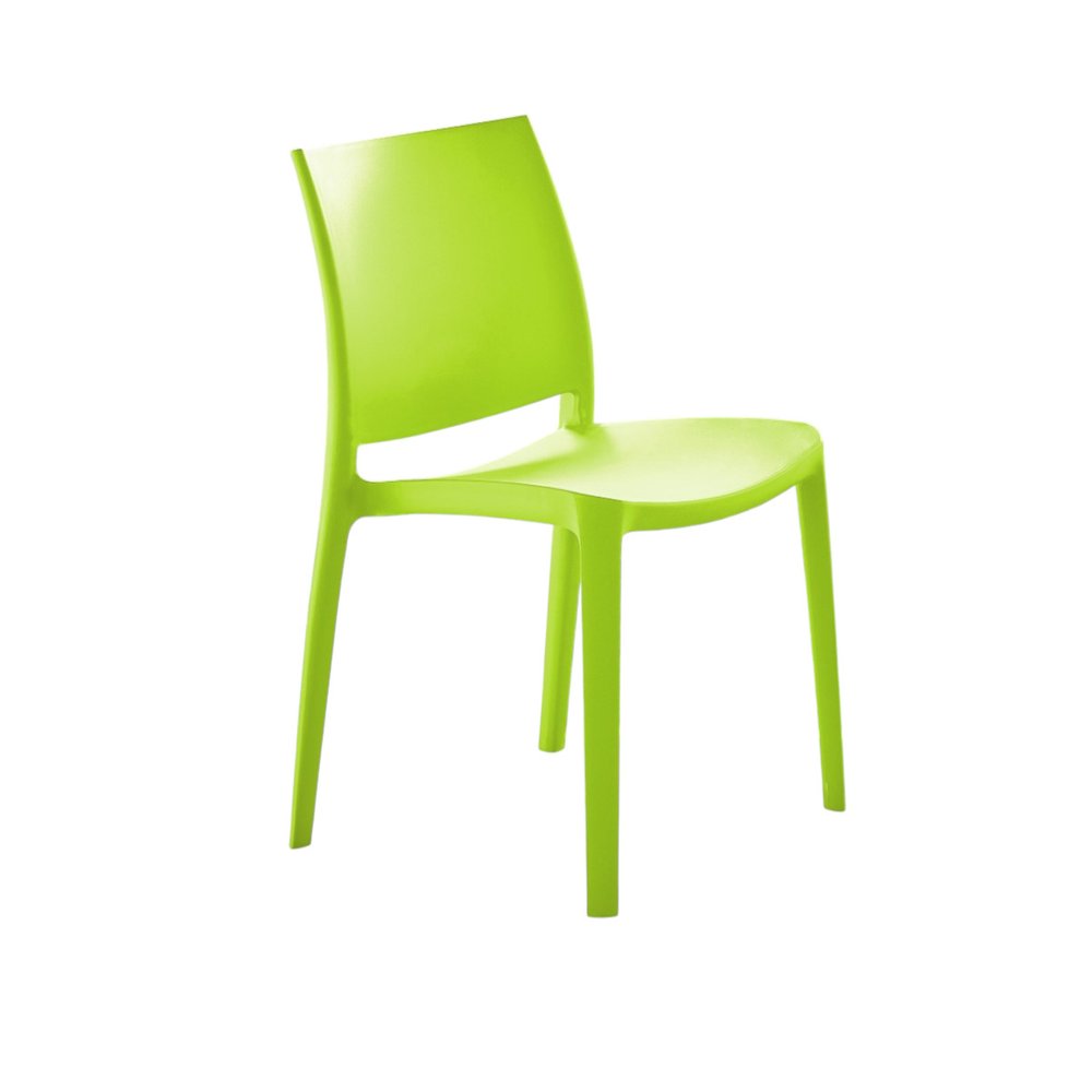 Set of Four Green Heavy Duty Plastic Outdoor Stacking Dining Chairs HomeRoots
