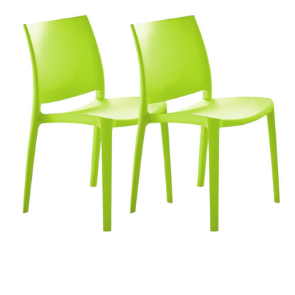 Set of Four Green Heavy Duty Plastic Outdoor Stacking Dining Chairs HomeRoots